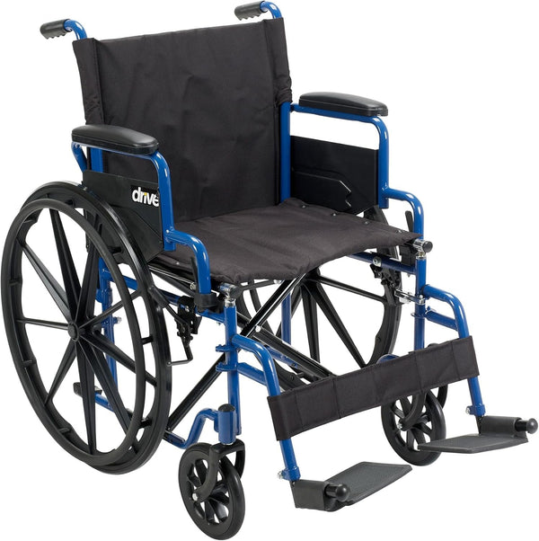 Blue Streak Folding Wheelchair With Flip Back Desk Arms 20 Inch Seat