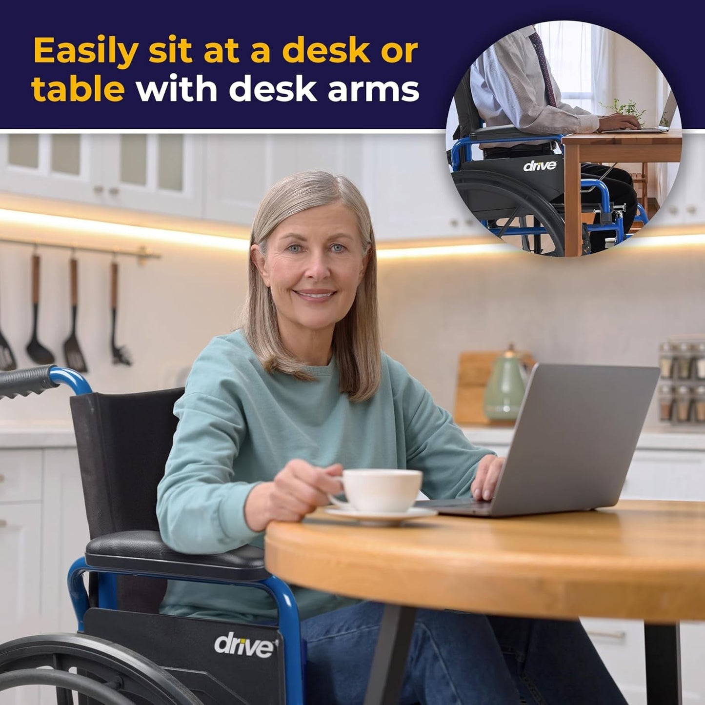 Blue Streak Folding Wheelchair With Flip Back Desk Arms 20 Inch Seat