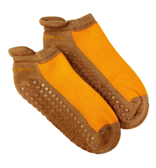 Heel Tab Mesh Top Cotton Ankle Socks with Non-Skid Women's Gripper