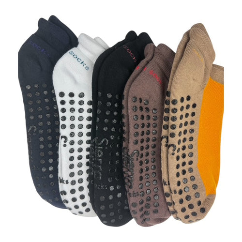 Heel Tab Mesh Top Cotton Ankle Socks with Non-Skid Women's Gripper