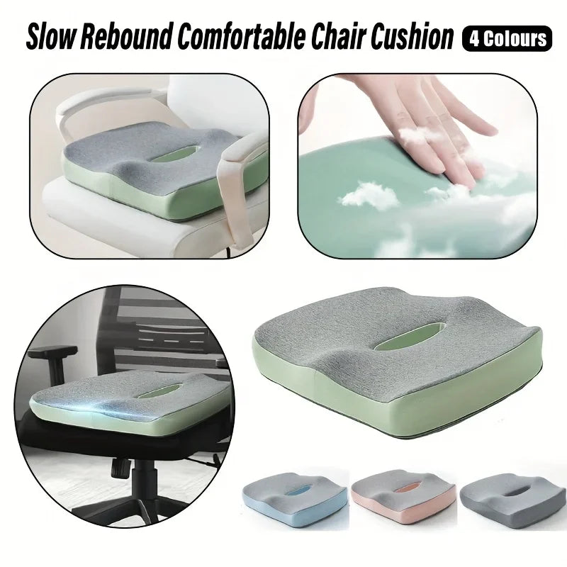 【Ergonomic Office Seat Cushion】3-Zone Memory Foam Lumbar Support