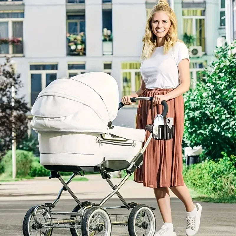 2-in-1 Universal Stroller Water Cup Holder With Phone Holder,