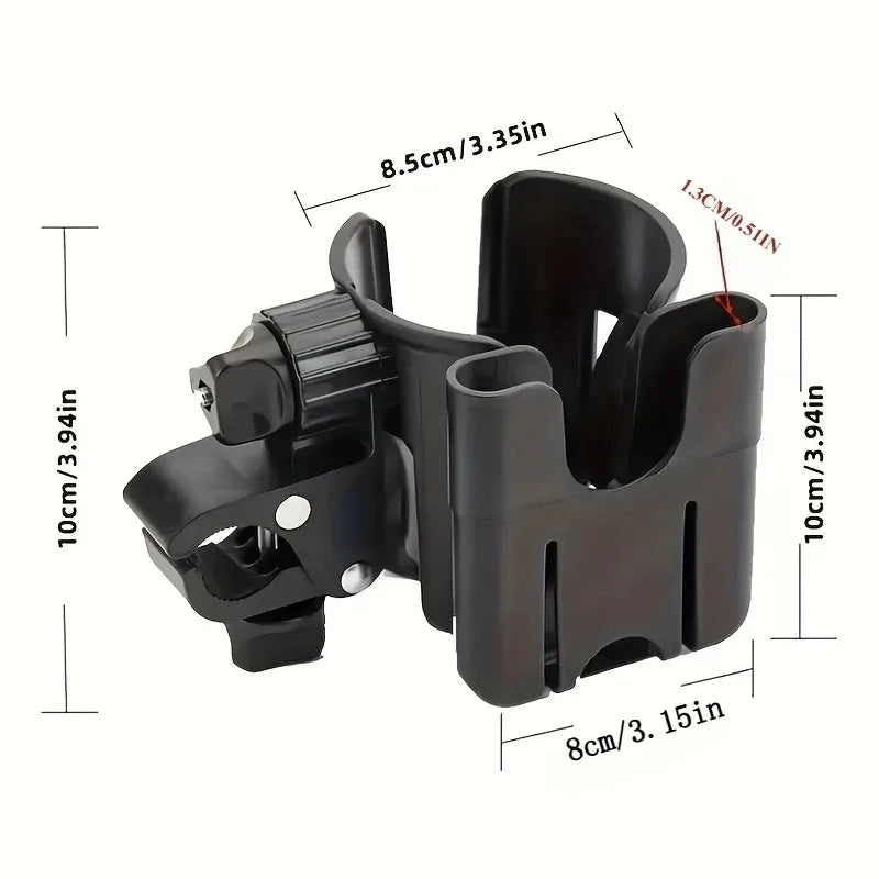 2-in-1 Universal Stroller Water Cup Holder With Phone Holder,