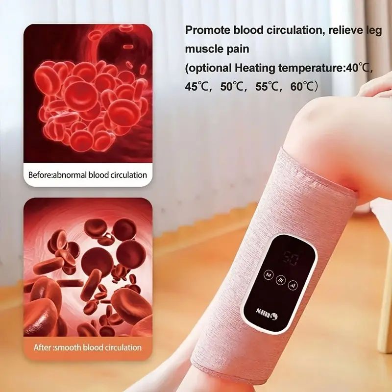 USB-Powered Leg & Calf Massager – 3 Speed Levels + Heat Therapy for